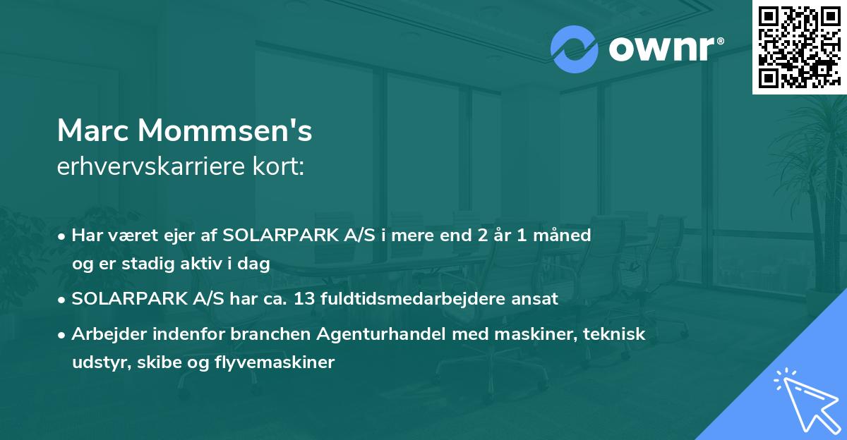 Marc Mommsen's erhvervskarriere kort