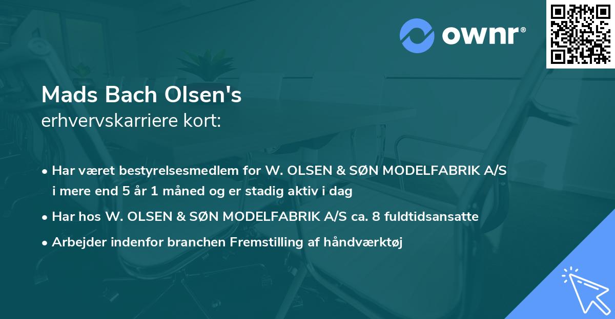 Mads Bach Olsen's erhvervskarriere kort