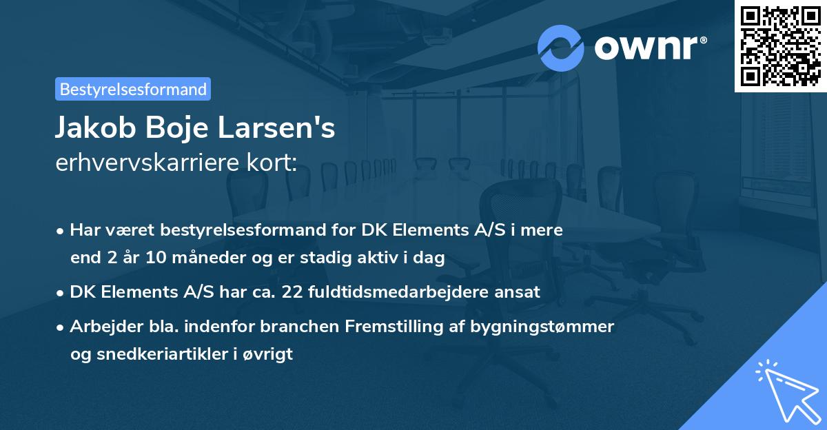 Jakob Boje Larsen's erhvervskarriere kort