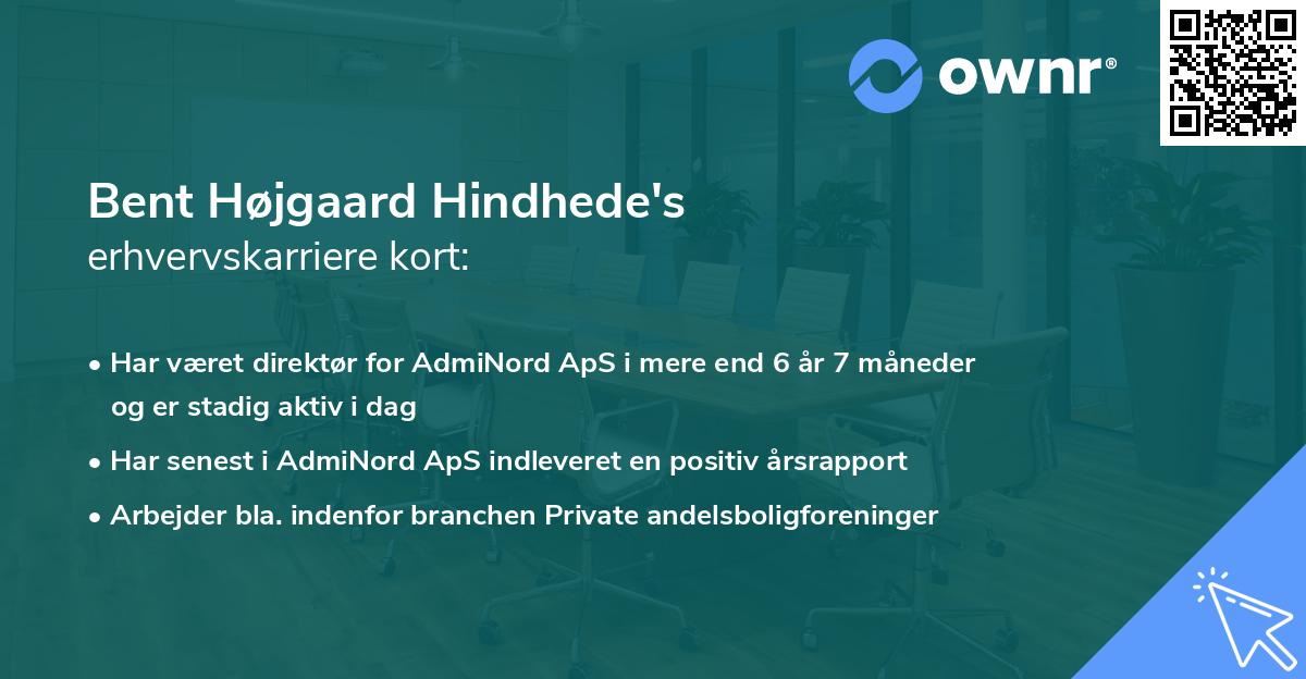 Bent Højgaard Hindhede's erhvervskarriere kort