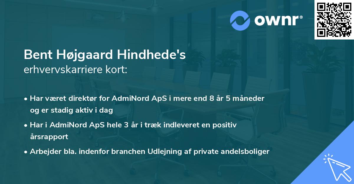 Bent Højgaard Hindhede's erhvervskarriere kort
