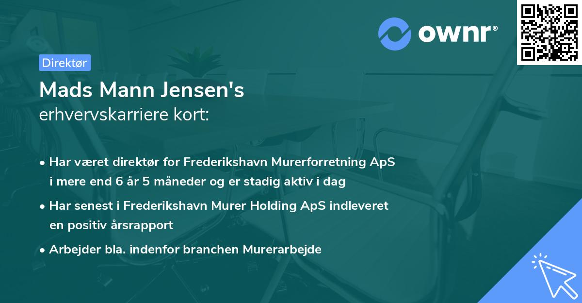 Mads Mann Jensen's erhvervskarriere kort
