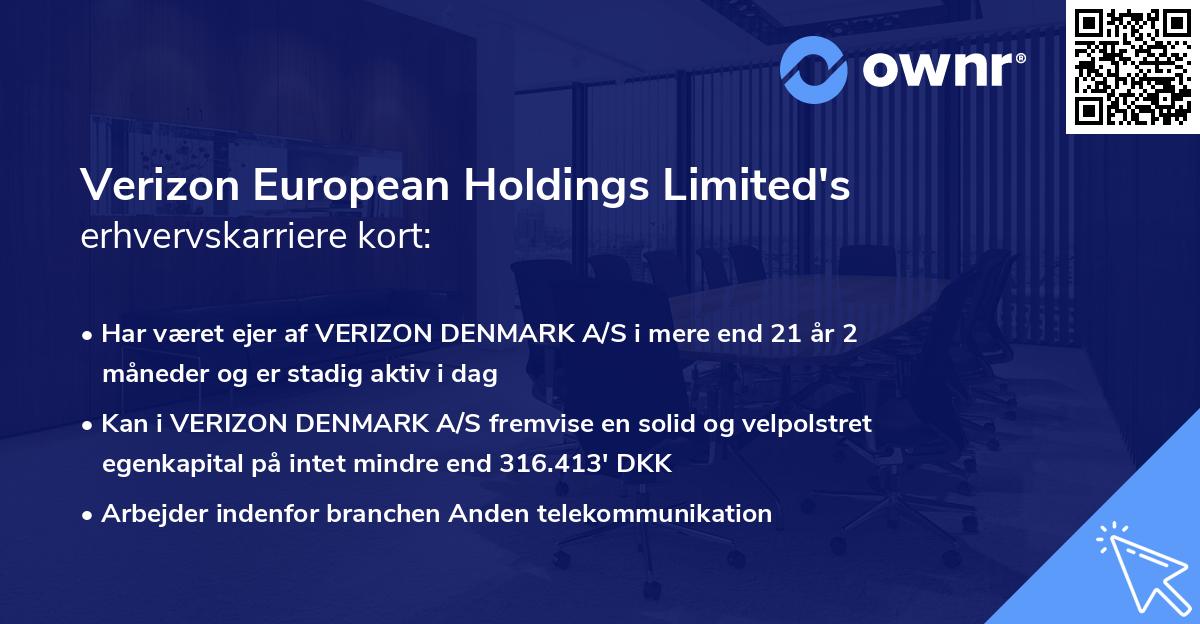 Verizon European Holdings Limited's erhvervskarriere kort