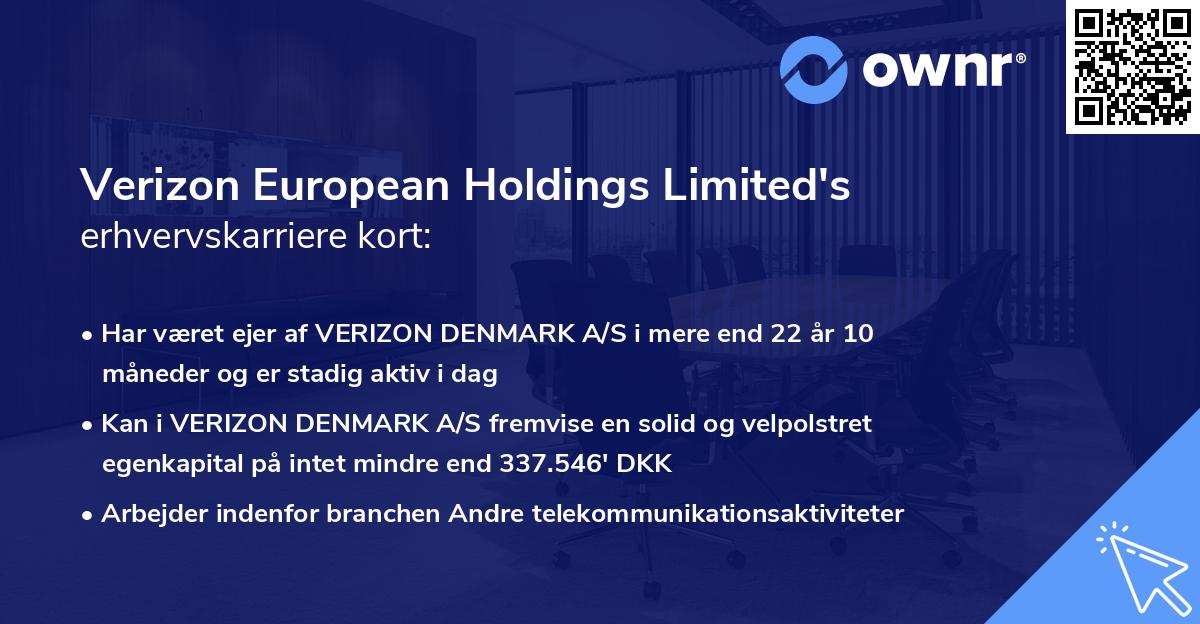Verizon European Holdings Limited's erhvervskarriere kort