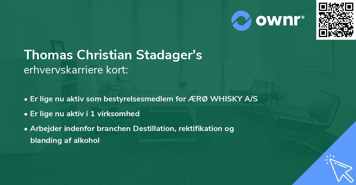 Thomas Christian Stadager's erhvervskarriere kort