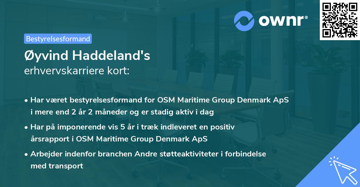 Øyvind Haddeland's erhvervskarriere kort