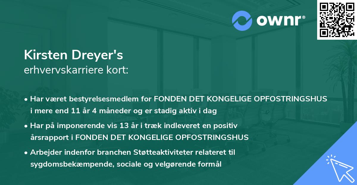 Kirsten Dreyer's erhvervskarriere kort