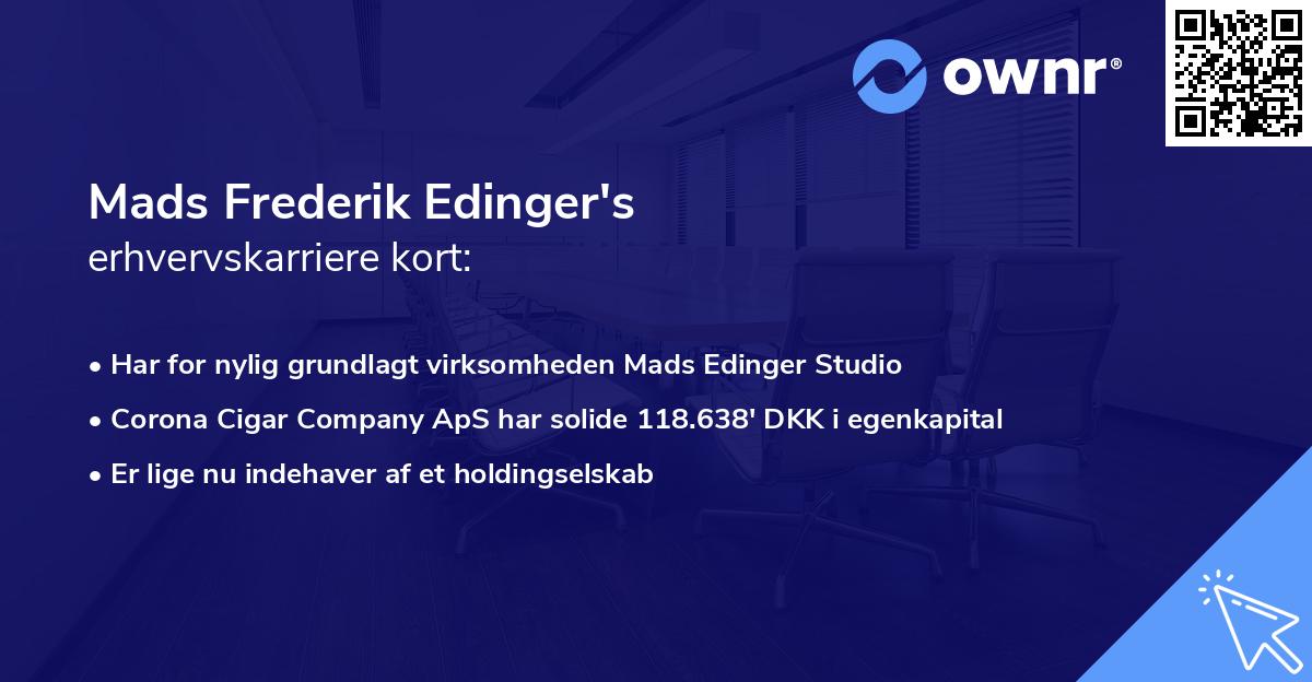 Mads Frederik Edinger's erhvervskarriere kort