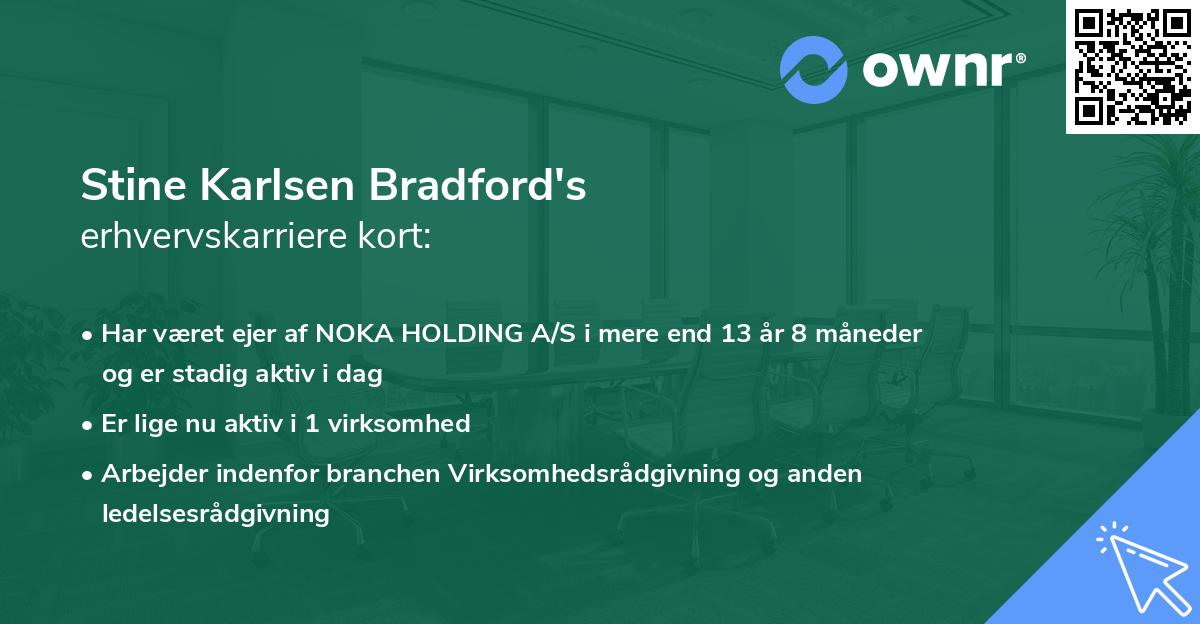 Stine Karlsen Bradford's erhvervskarriere kort