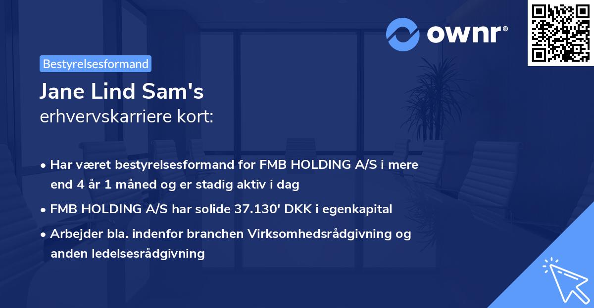 Jane Lind Sam's erhvervskarriere kort