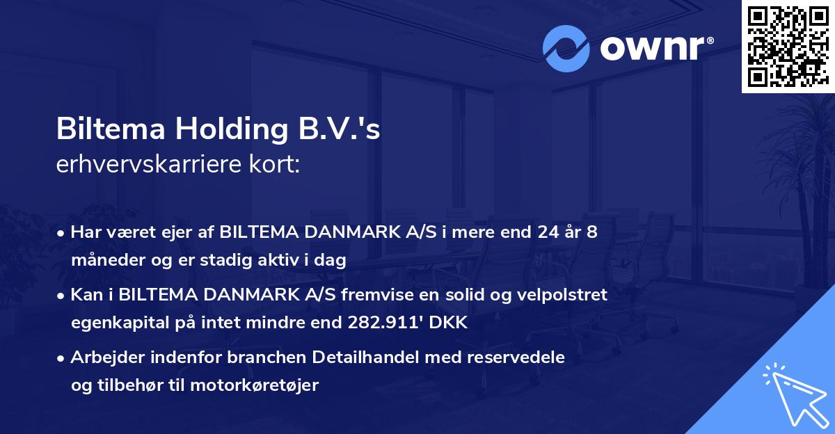 Biltema Holding B.V.'s erhvervskarriere kort