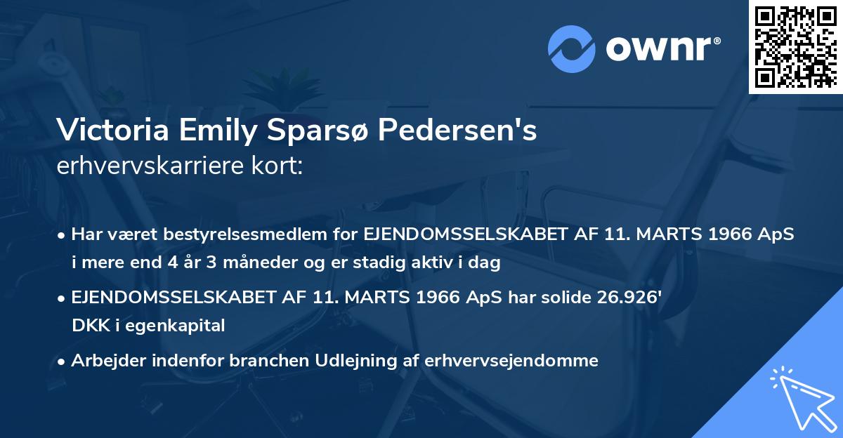 Victoria Emily Sparsø Pedersen's erhvervskarriere kort