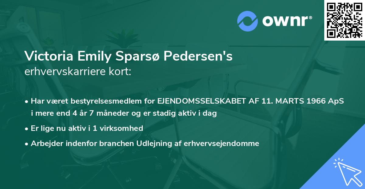 Victoria Emily Sparsø Pedersen's erhvervskarriere kort