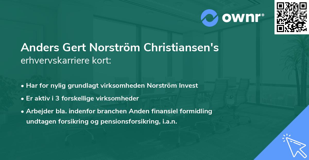 Anders Gert Norström Christiansen's erhvervskarriere kort