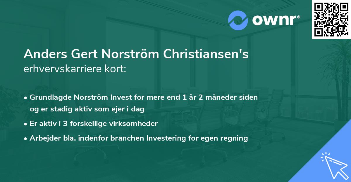 Anders Gert Norström Christiansen's erhvervskarriere kort