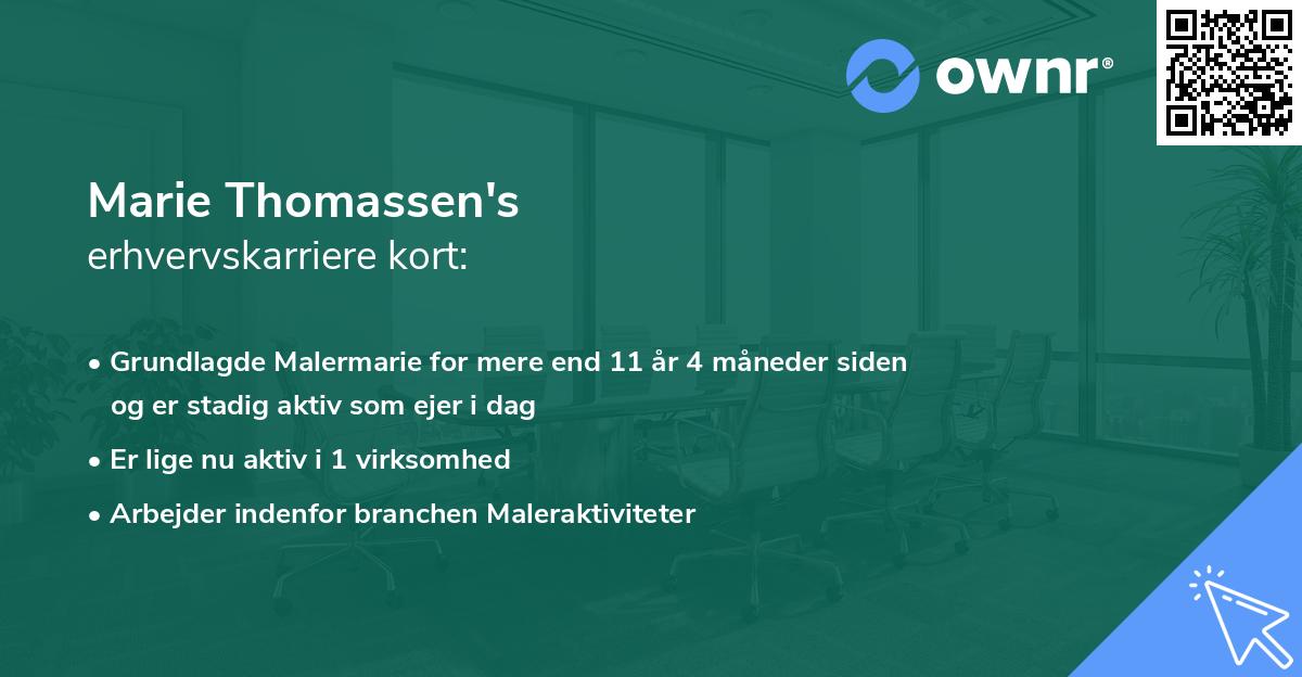 Marie Thomassen's erhvervskarriere kort