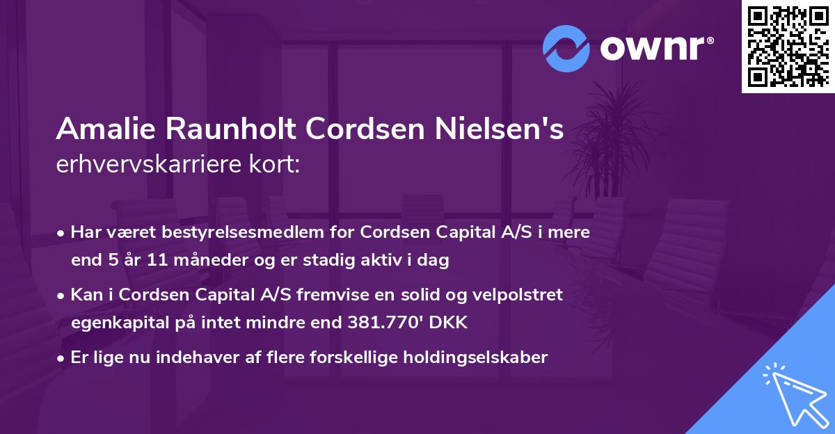 Amalie Raunholt Cordsen Nielsen's erhvervskarriere kort