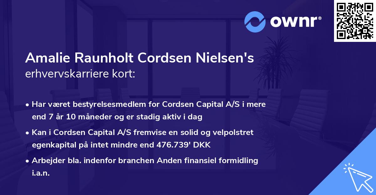 Amalie Raunholt Cordsen Nielsen's erhvervskarriere kort