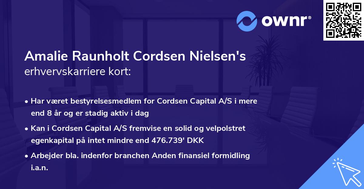 Amalie Raunholt Cordsen Nielsen's erhvervskarriere kort