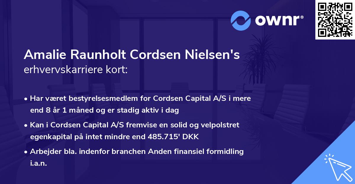 Amalie Raunholt Cordsen Nielsen's erhvervskarriere kort