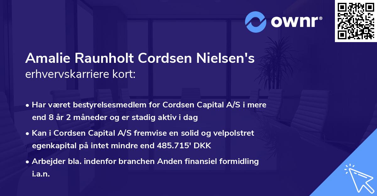 Amalie Raunholt Cordsen Nielsen's erhvervskarriere kort