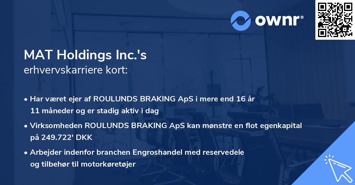 MAT Holdings Inc.'s erhvervskarriere kort