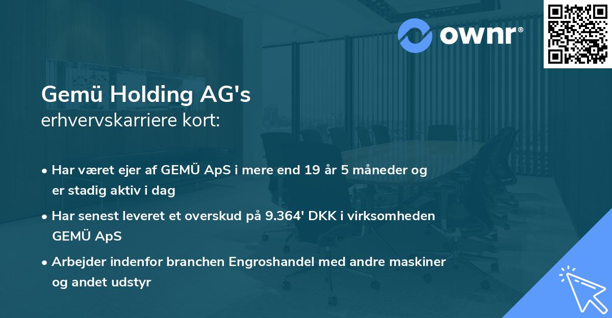 Gemü Holding AG's erhvervskarriere kort