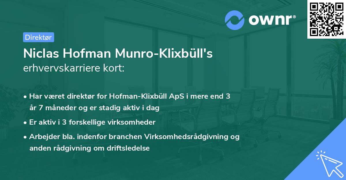 Niclas Hofman Munro-Klixbüll's erhvervskarriere kort