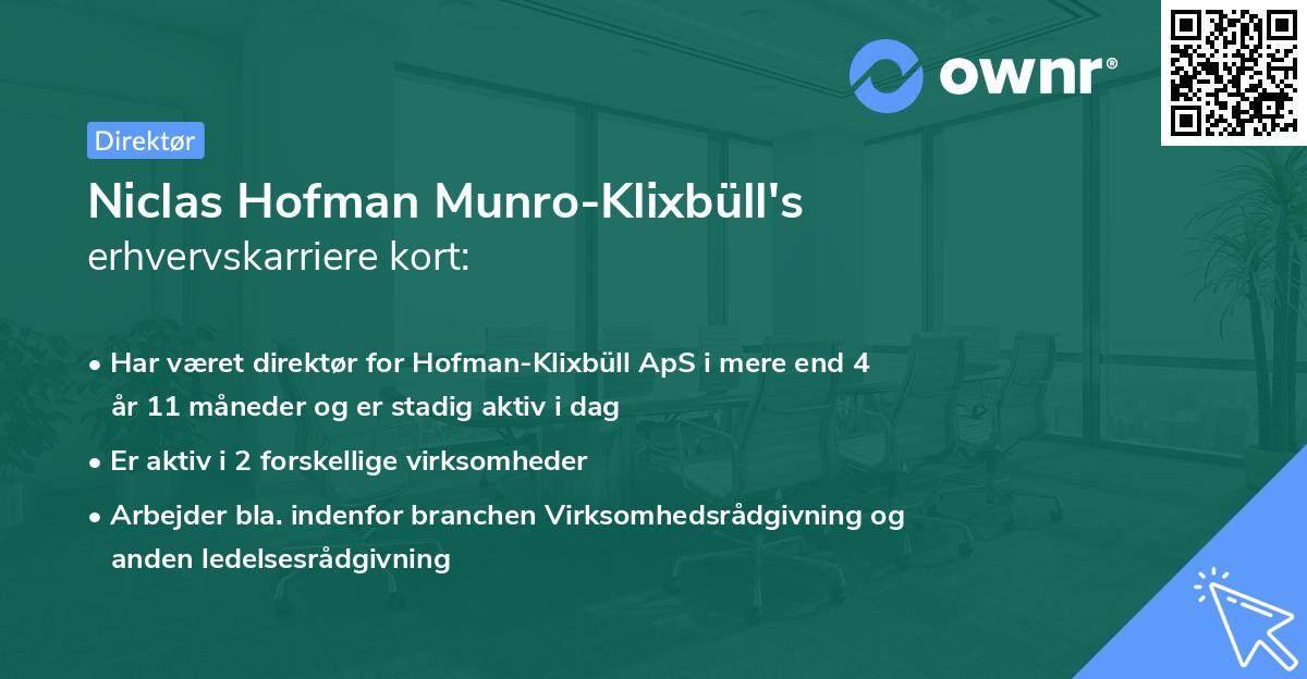 Niclas Hofman Munro-Klixbüll's erhvervskarriere kort