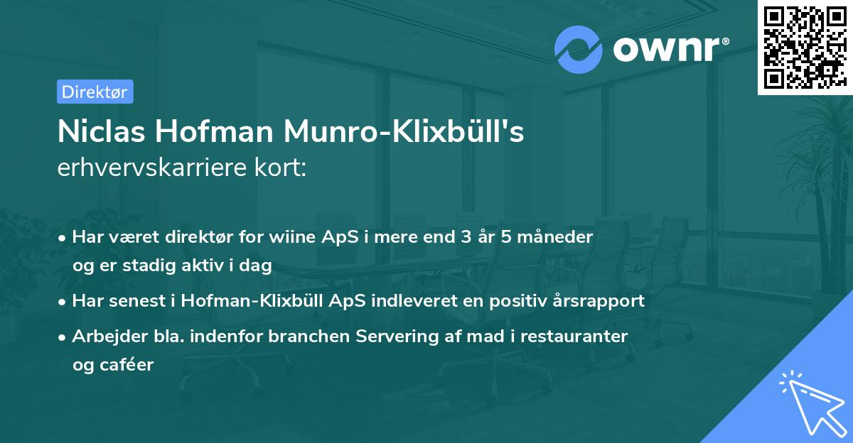 Niclas Hofman Munro-Klixbüll's erhvervskarriere kort