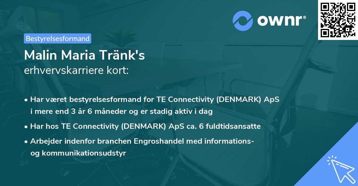 Malin Maria Tränk's erhvervskarriere kort