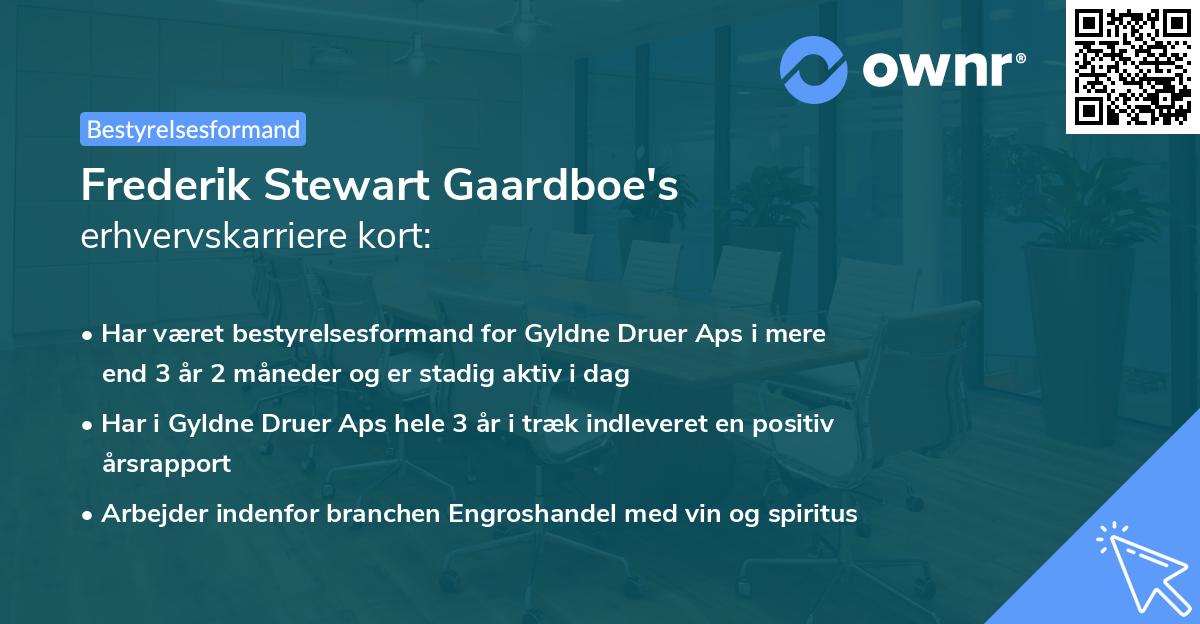 Frederik Stewart Gaardboe's erhvervskarriere kort