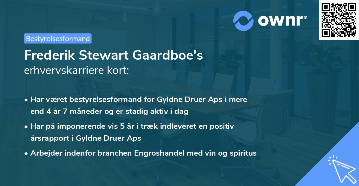Frederik Stewart Gaardboe's erhvervskarriere kort