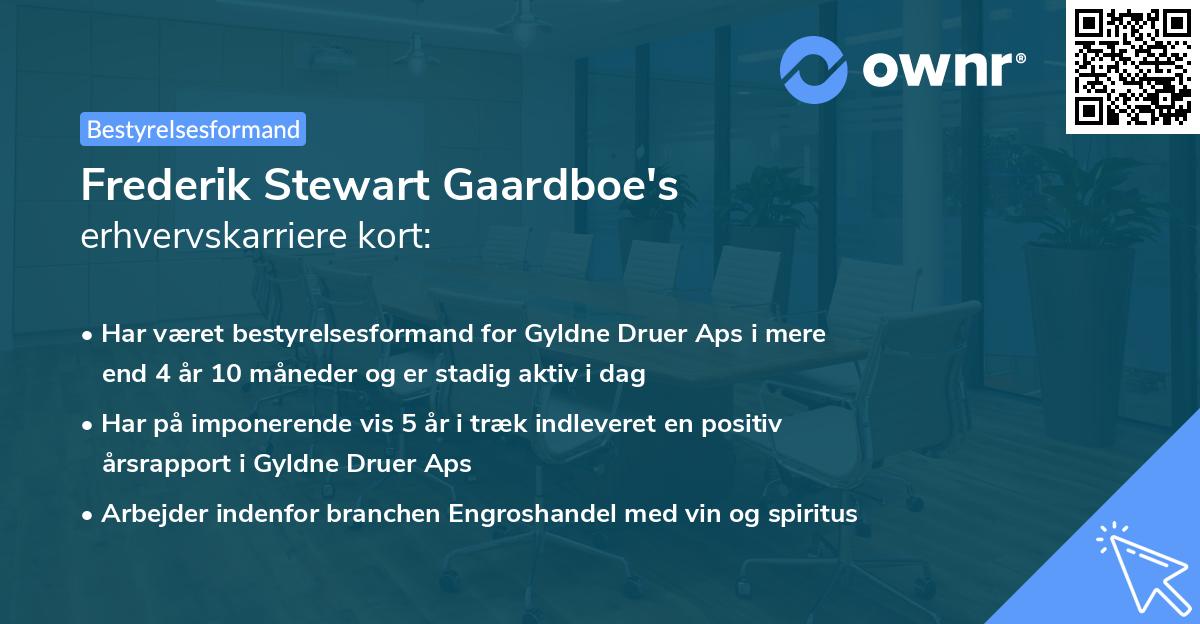 Frederik Stewart Gaardboe's erhvervskarriere kort