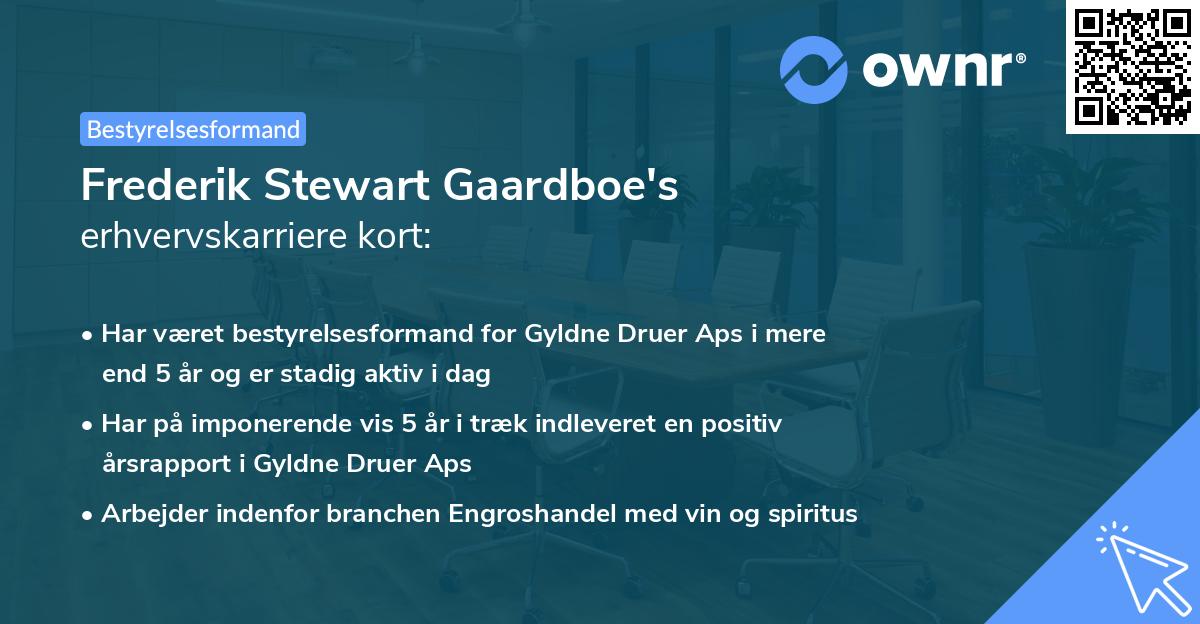 Frederik Stewart Gaardboe's erhvervskarriere kort