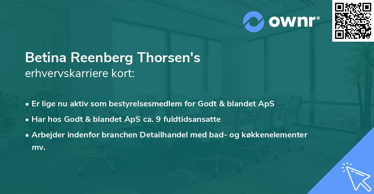 Betina Reenberg Thorsen's erhvervskarriere kort