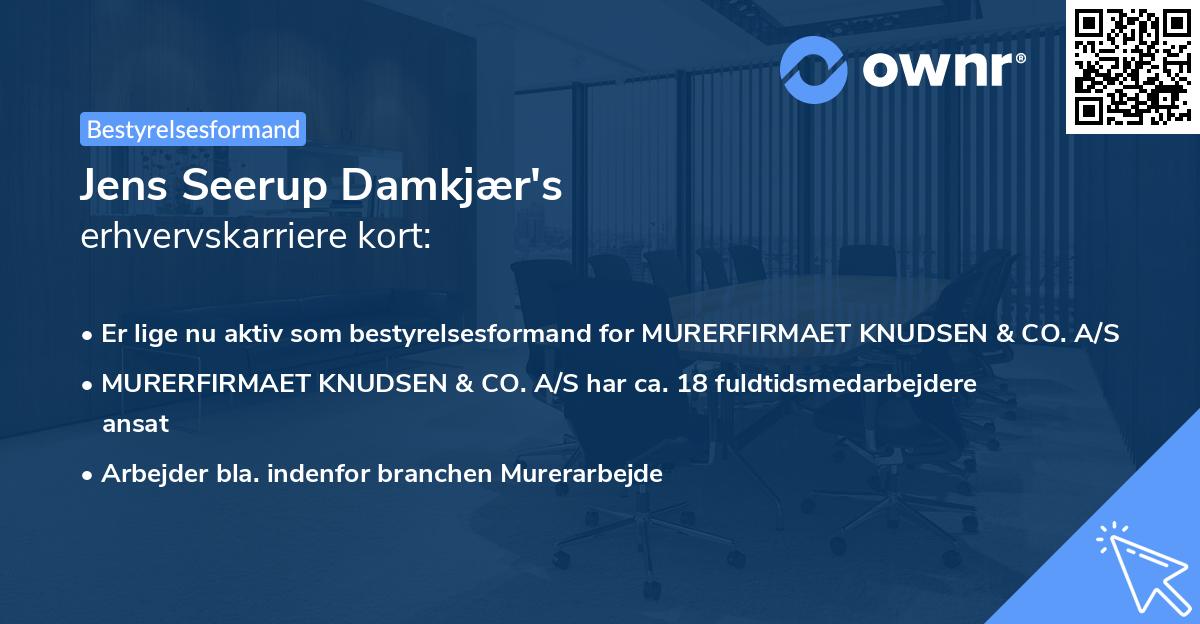 Jens Seerup Damkjær's erhvervskarriere kort