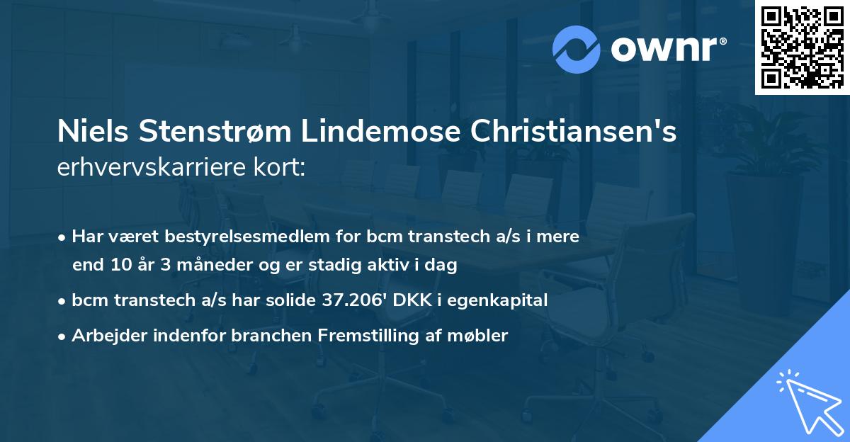 Niels Stenstrøm Lindemose Christiansen's erhvervskarriere kort