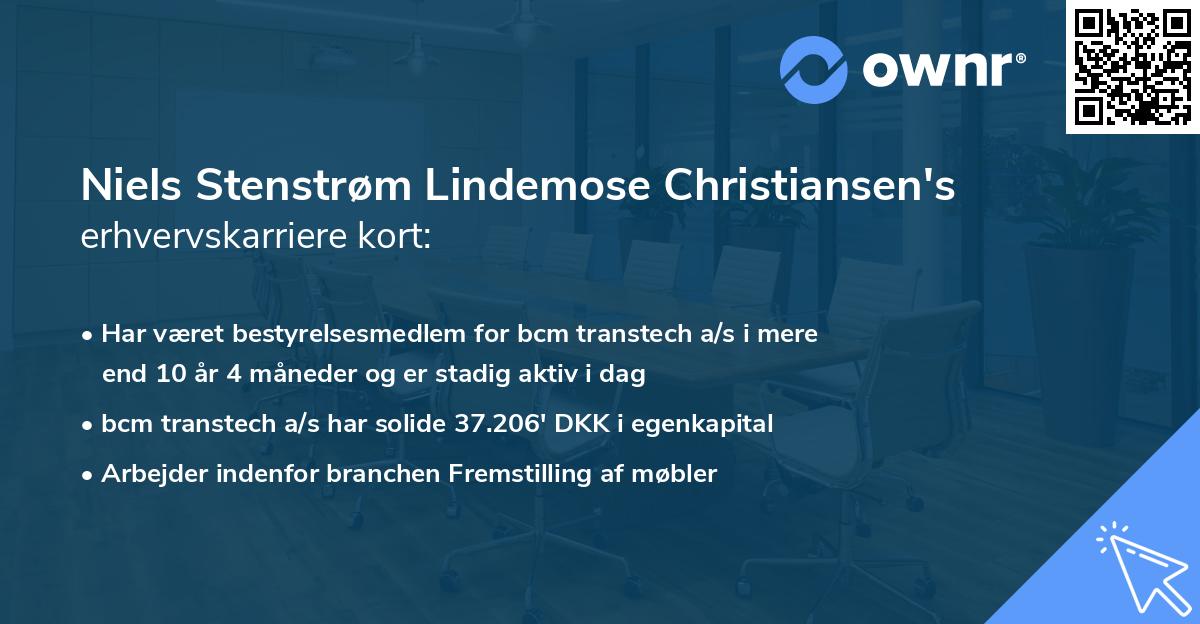 Niels Stenstrøm Lindemose Christiansen's erhvervskarriere kort