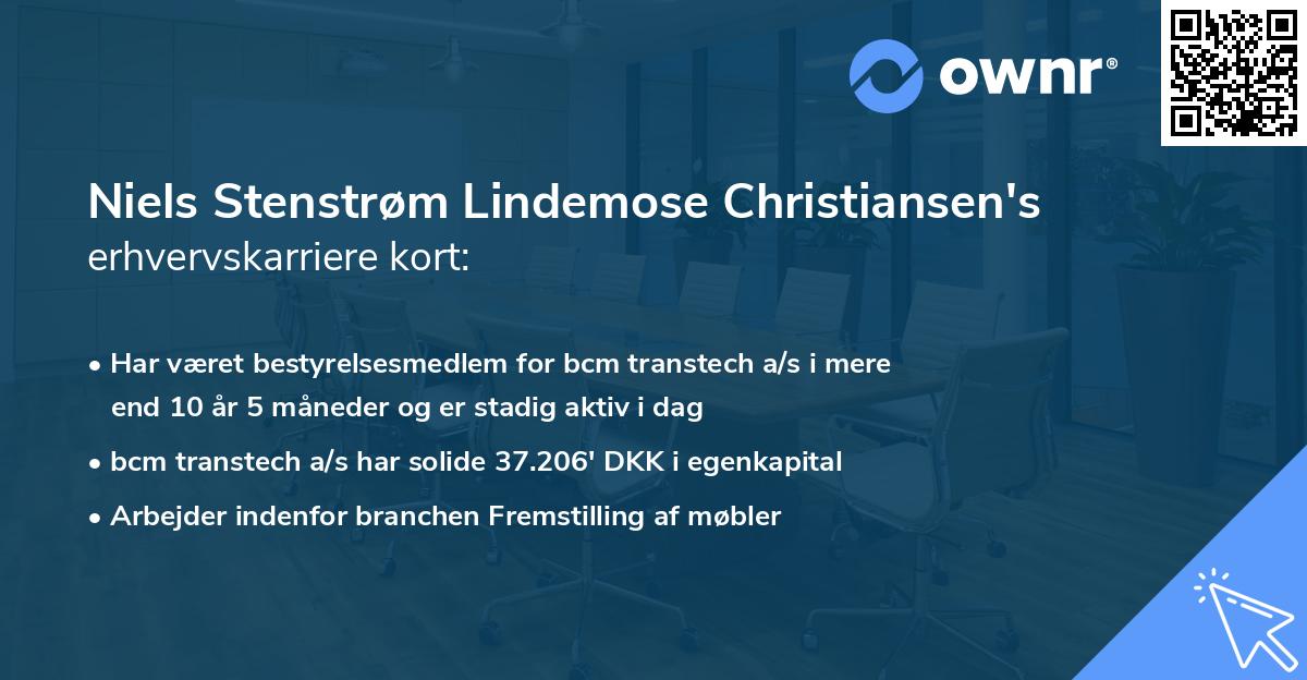 Niels Stenstrøm Lindemose Christiansen's erhvervskarriere kort