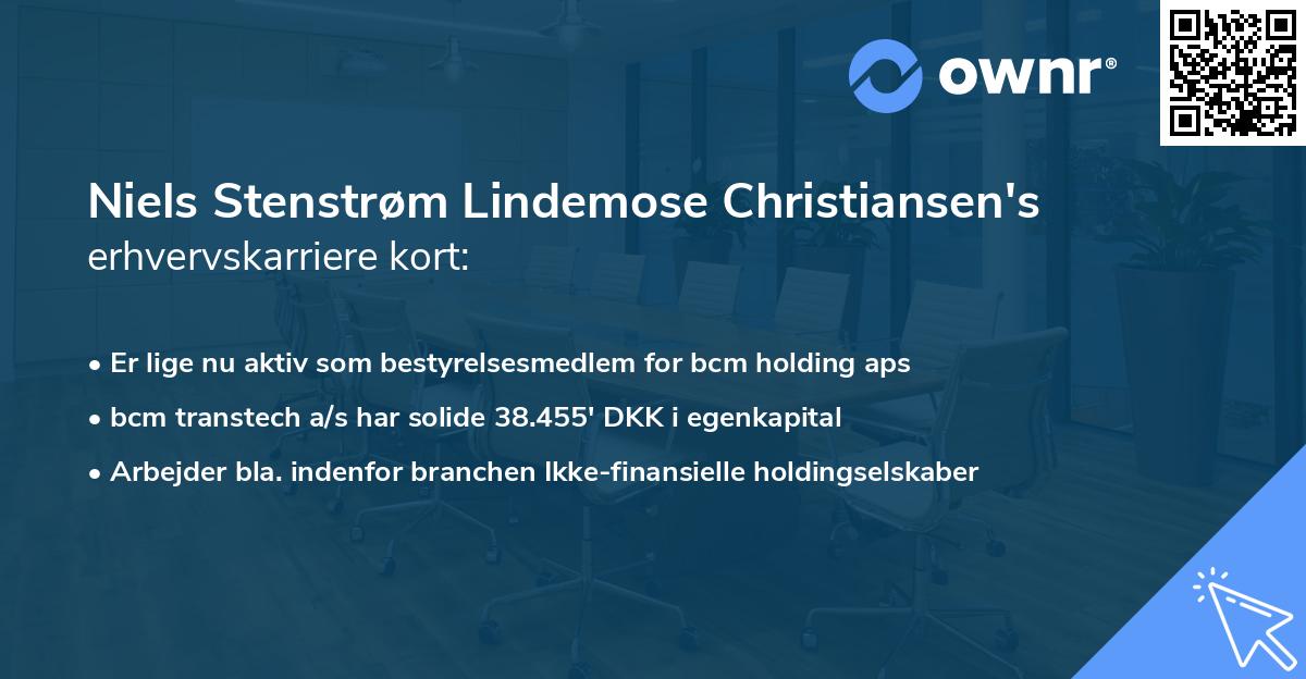 Niels Stenstrøm Lindemose Christiansen's erhvervskarriere kort