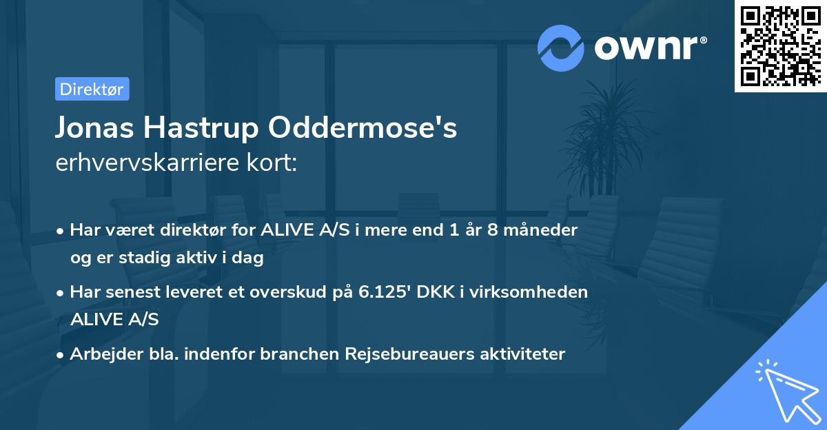 Jonas Hastrup Oddermose's erhvervskarriere kort