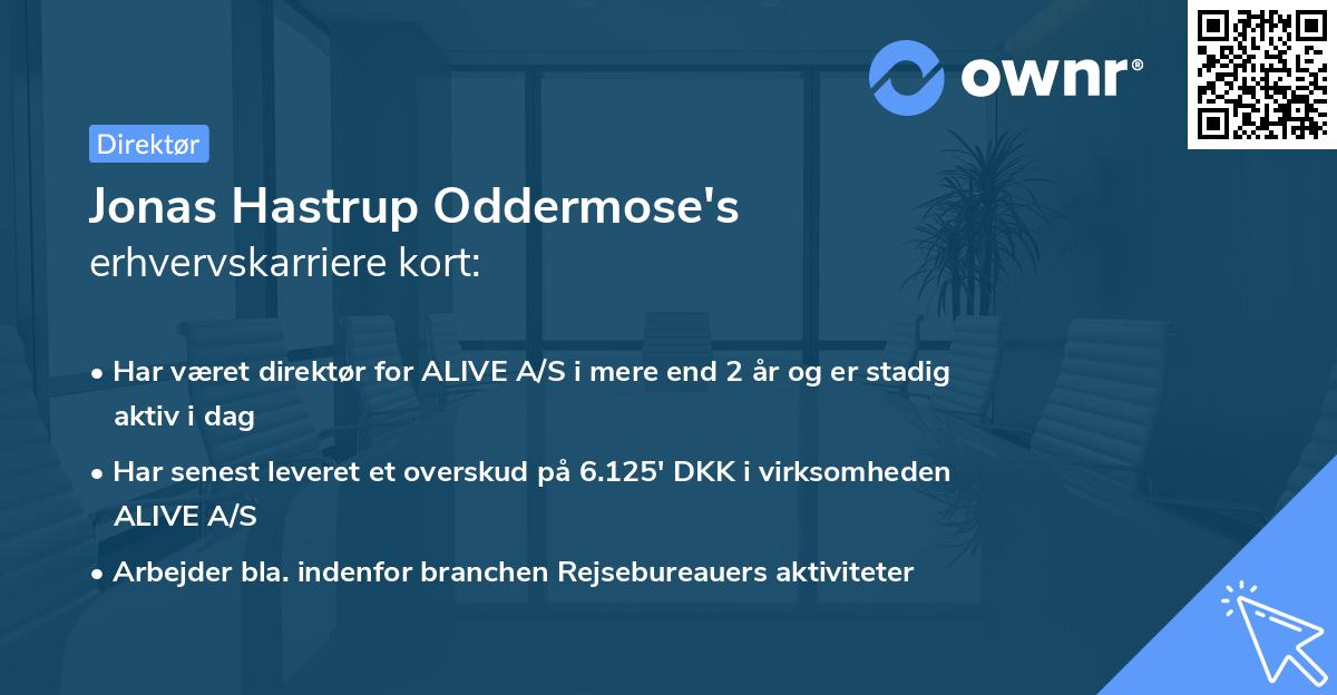 Jonas Hastrup Oddermose's erhvervskarriere kort