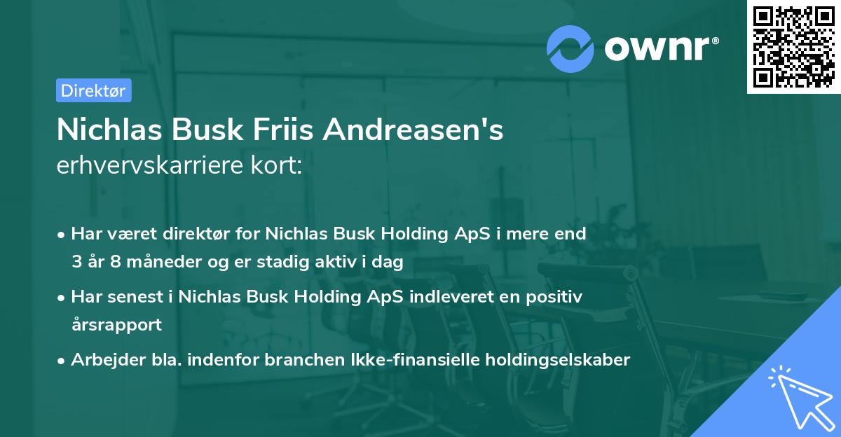 Nichlas Busk Friis Andreasen's erhvervskarriere kort