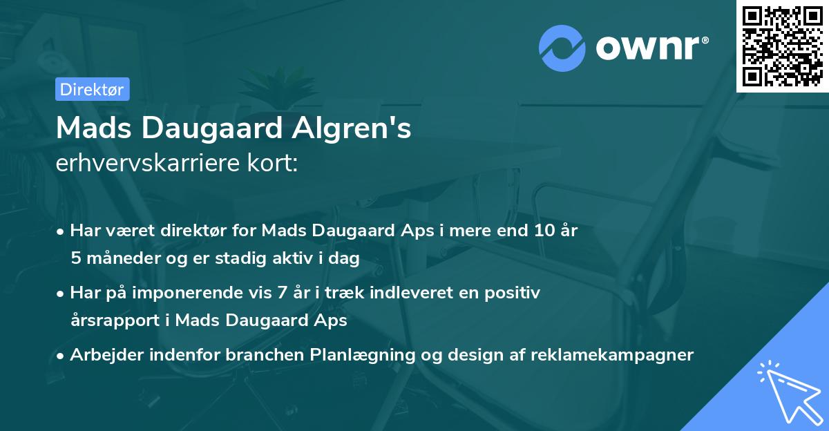 Mads Daugaard Algren's erhvervskarriere kort