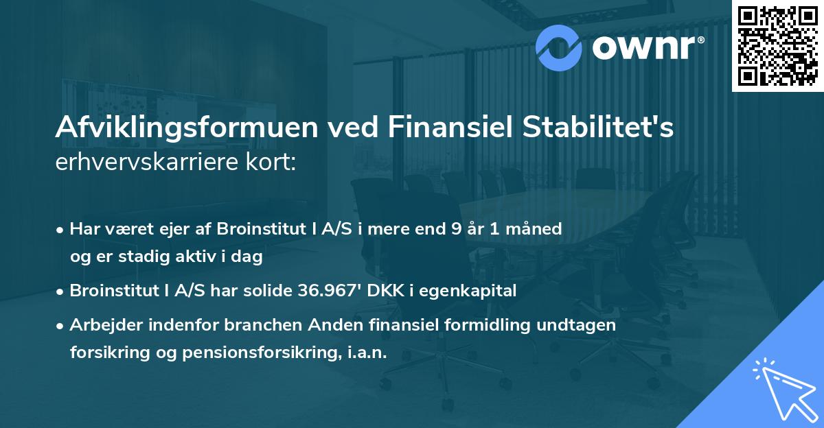 Afviklingsformuen ved Finansiel Stabilitet's erhvervskarriere kort