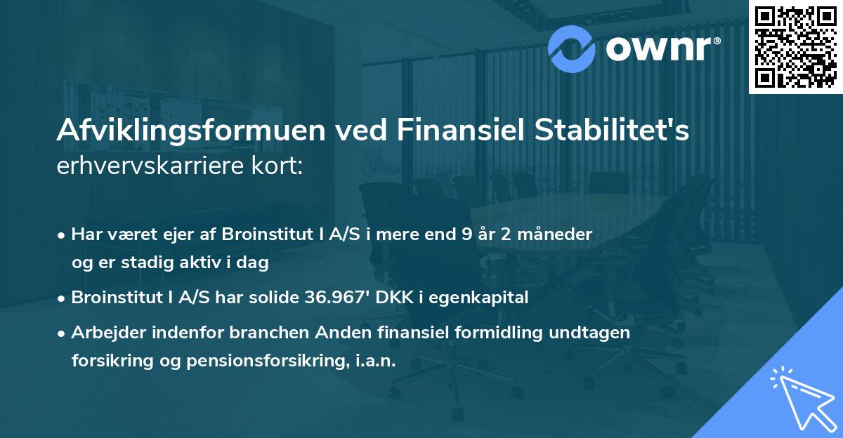 Afviklingsformuen ved Finansiel Stabilitet's erhvervskarriere kort