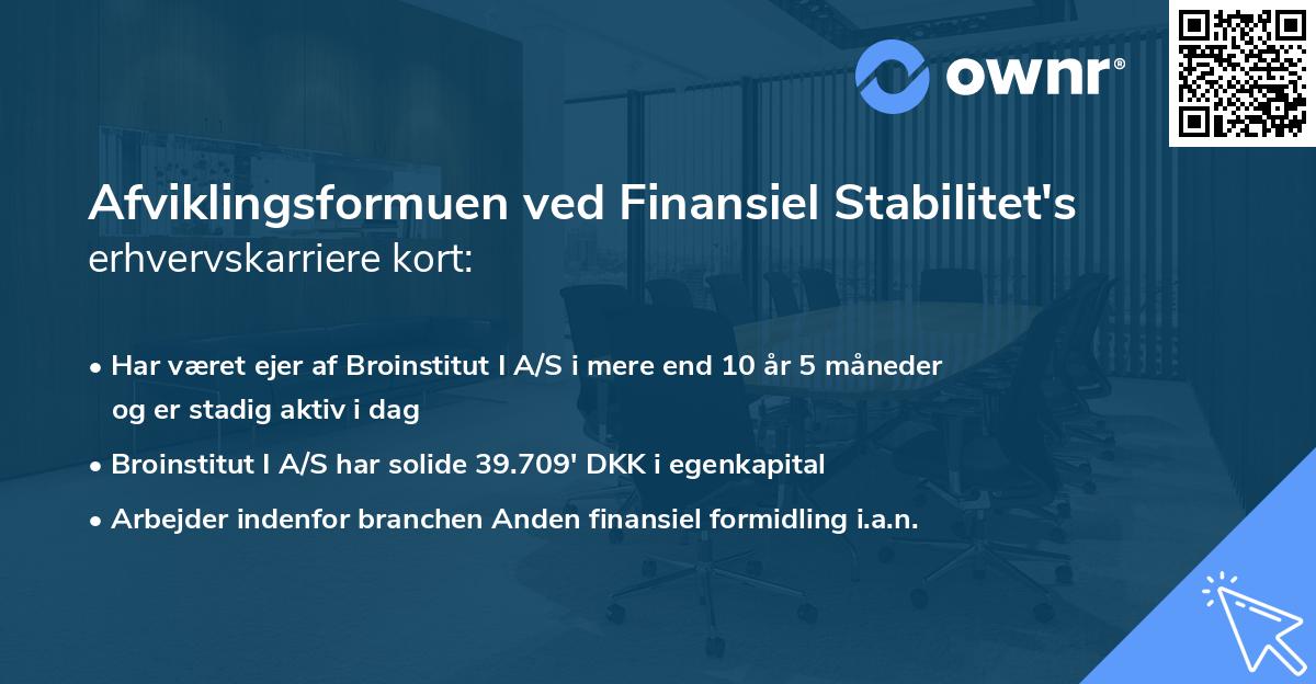 Afviklingsformuen ved Finansiel Stabilitet's erhvervskarriere kort