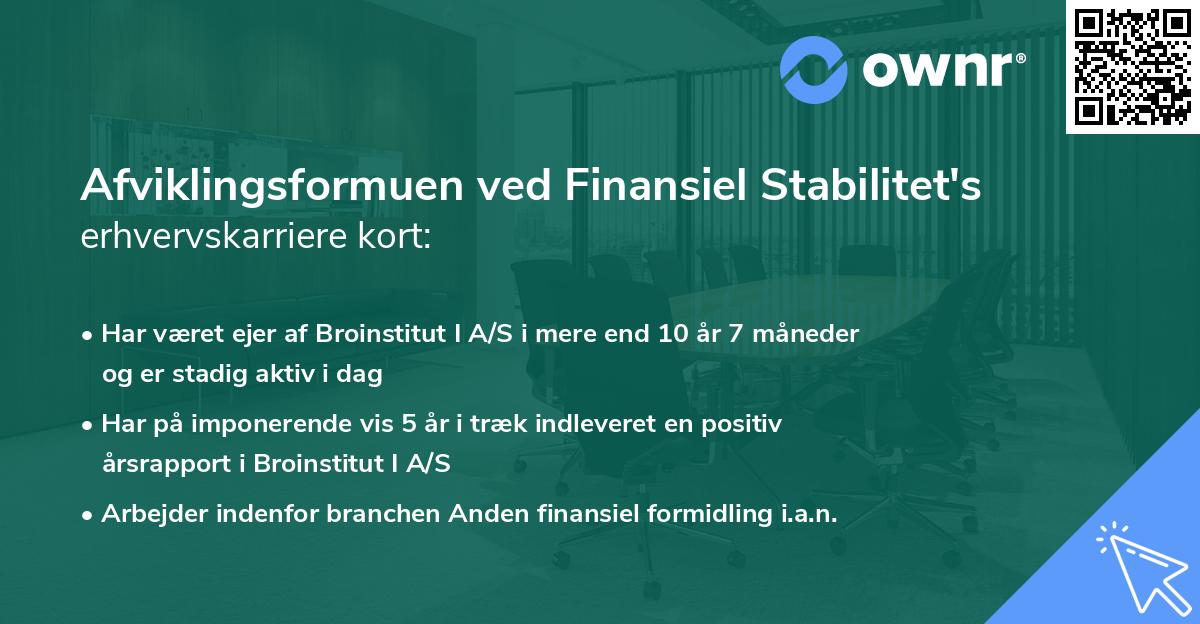 Afviklingsformuen ved Finansiel Stabilitet's erhvervskarriere kort