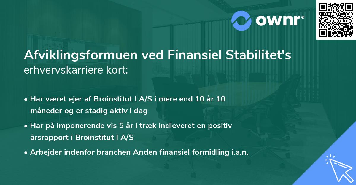 Afviklingsformuen ved Finansiel Stabilitet's erhvervskarriere kort